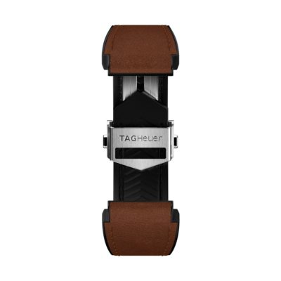 TAG Heuer Bracelet 45mm bi-matière caoutchouc/cuir marron